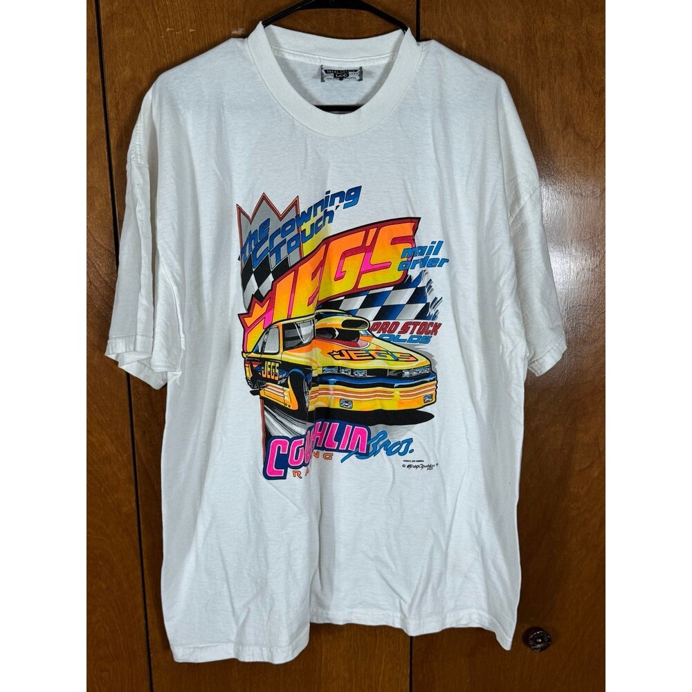 Vintage Y2K JEGS Mail Order Coughlin Bros Racing Graphic Tee Shirt Size XL USA